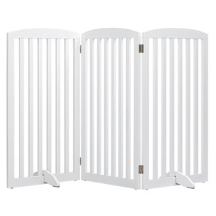 Doorway White, 30 Height-4 Panels Pet Puppy Safety Fence,Set of Support Feet Included Stairs PAWLAND 96-inch Extra Wide Dog gate for The House Freestanding Foldable Wire Pet Gate 