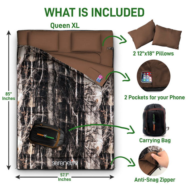 Double Sleeping Bag for Adults//Teens Backpacking Sleeping Bag Camping Gear