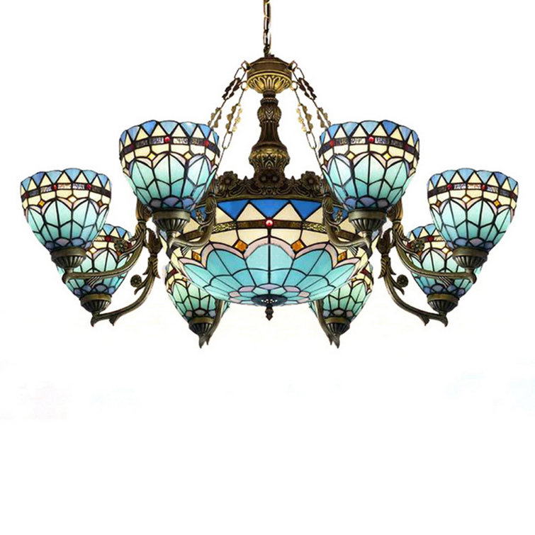 World Menagerie Vineyards 7 - Light Shaded Classic / Traditional Chandelier with Hand Blown Glass Accents Wayfair Christmas Trees