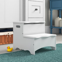 white step stool with storage