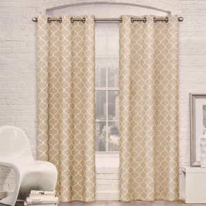 Mortimer Geometric Semi-Sheer Grommet Curtain Panels (Set of 2)