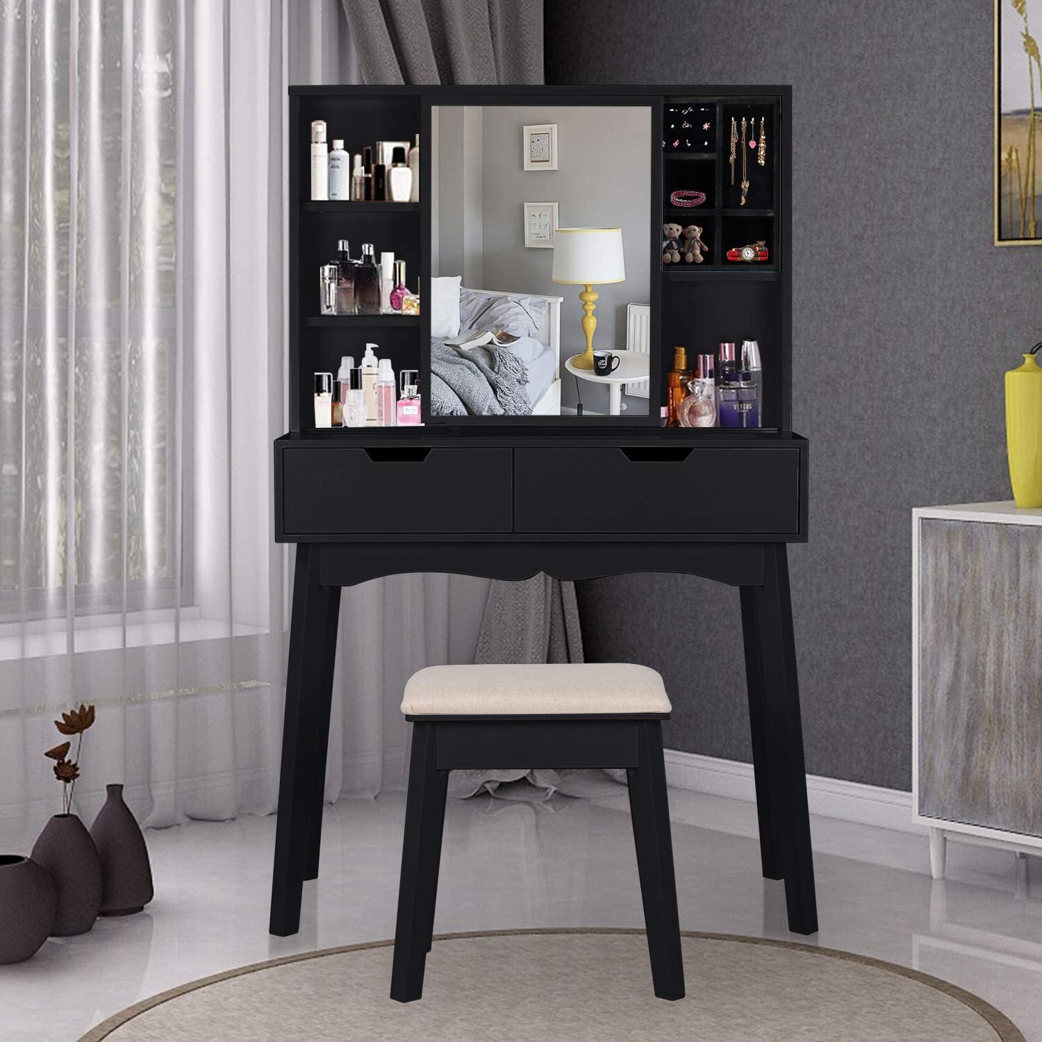 George Oliver Kronos Vanity Set with Stool and Mirror & Reviews 