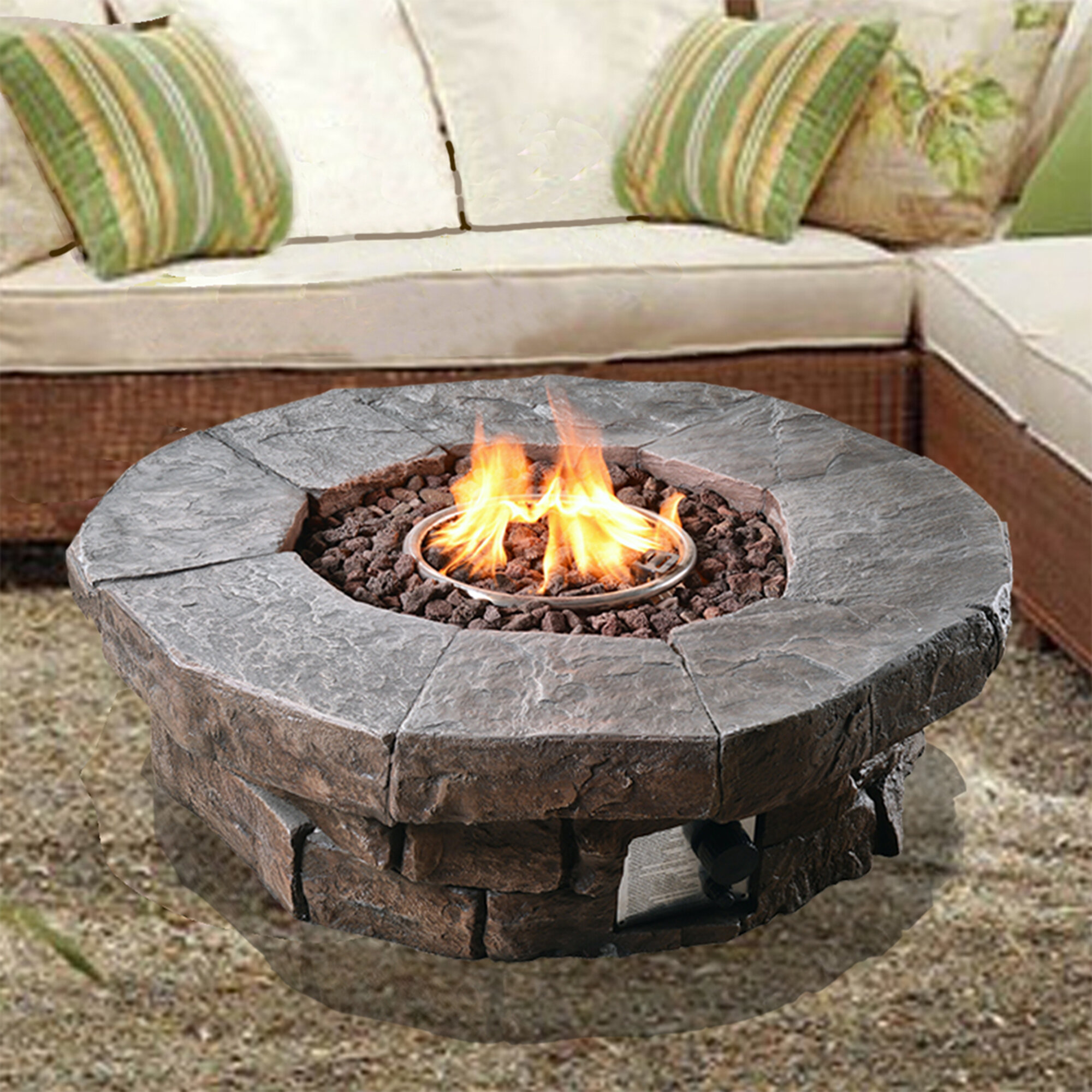 wood look propane fire pit