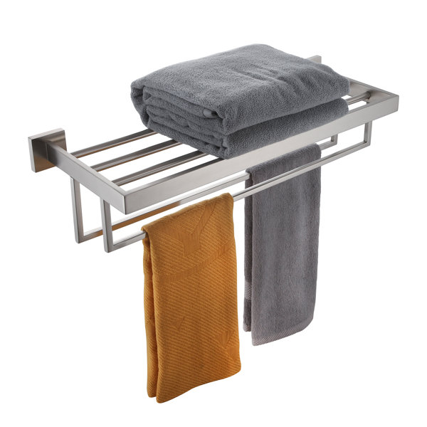 Wall Mounted Towel Bar Self-Adhesive Bathroom Towel Rod Holder Storage Shelf 