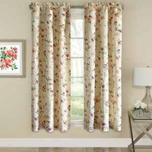 Floral Nature Semi-Sheer Rod Pocket Single Curtain Panel