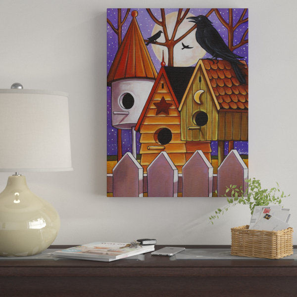 The Holiday Aisle Moon Crows Houses Acrylic Painting Print On