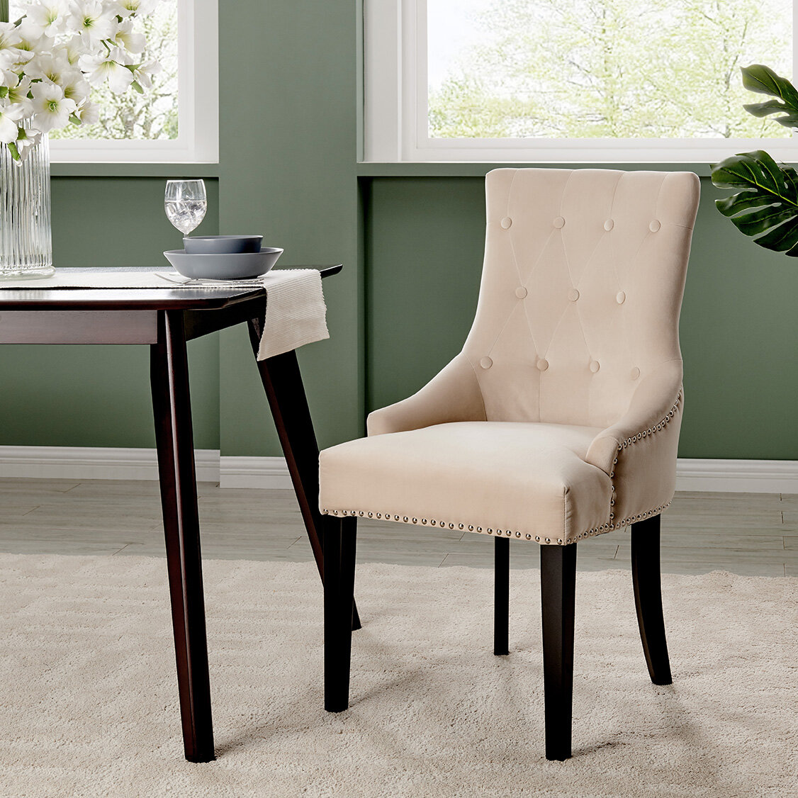 marston velvet upholstered side chair