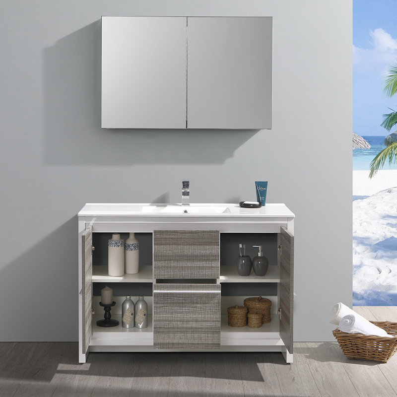 Fresca Allier Rio 48 Ash Grey Single Sink Modern Bathroom Vanity W Medicine Cabinet Reviews Wayfair Ca