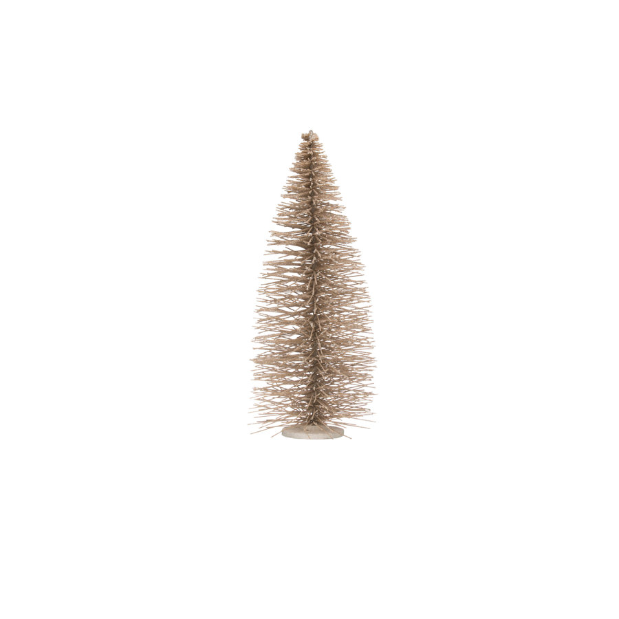 Bottle Brush Tree on Wood Base with Glitter