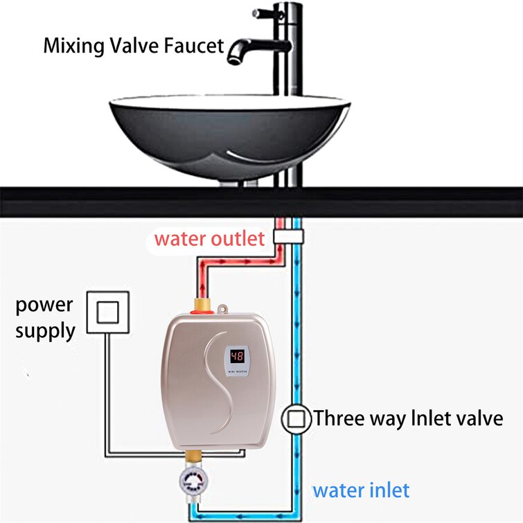 3800W Electric Tankless Instant Hot Water Heater Kitchen Washing Faucet Tap US 