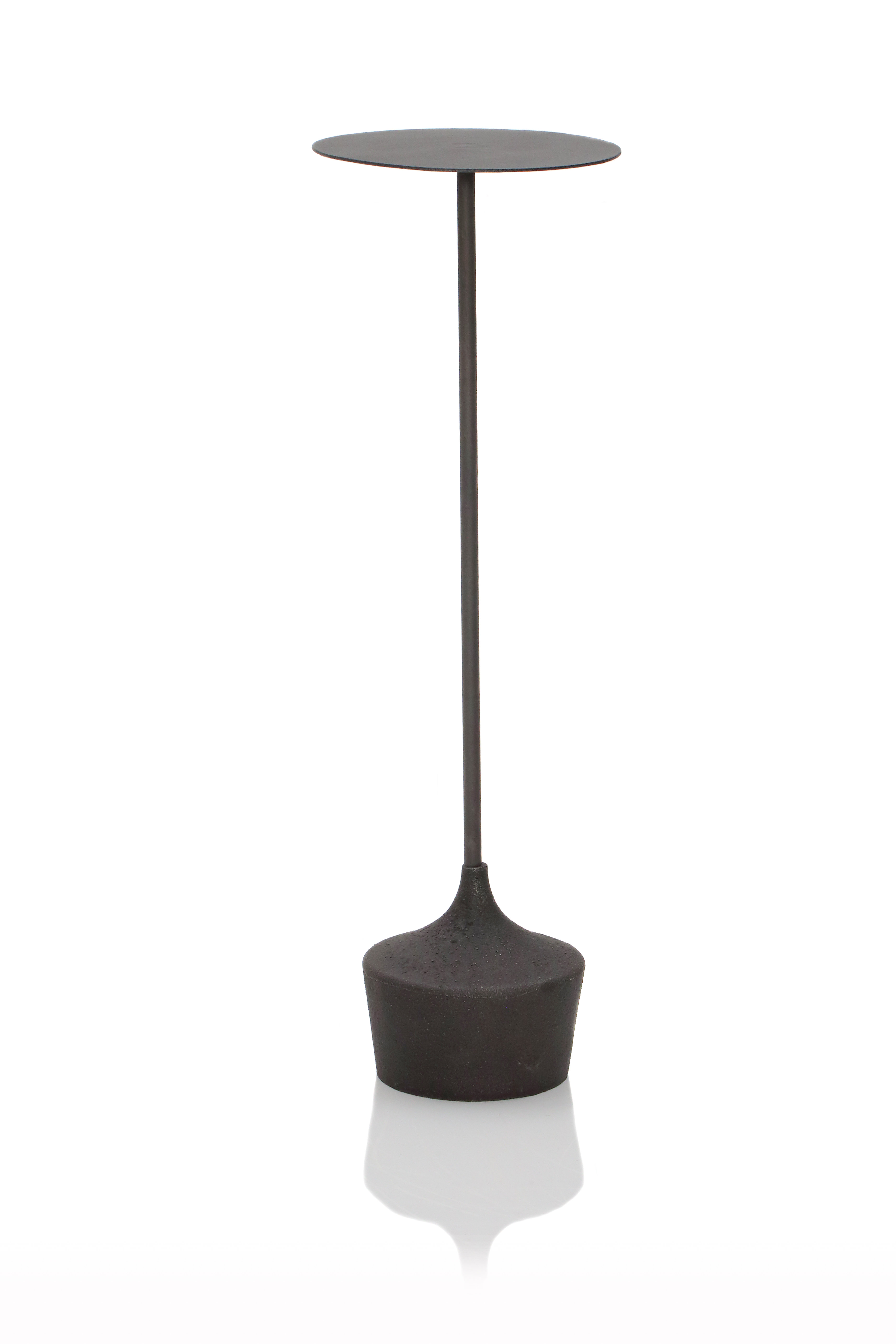 black metal pedestal side table