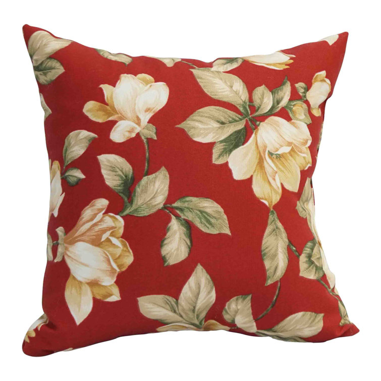red floral throw pillows