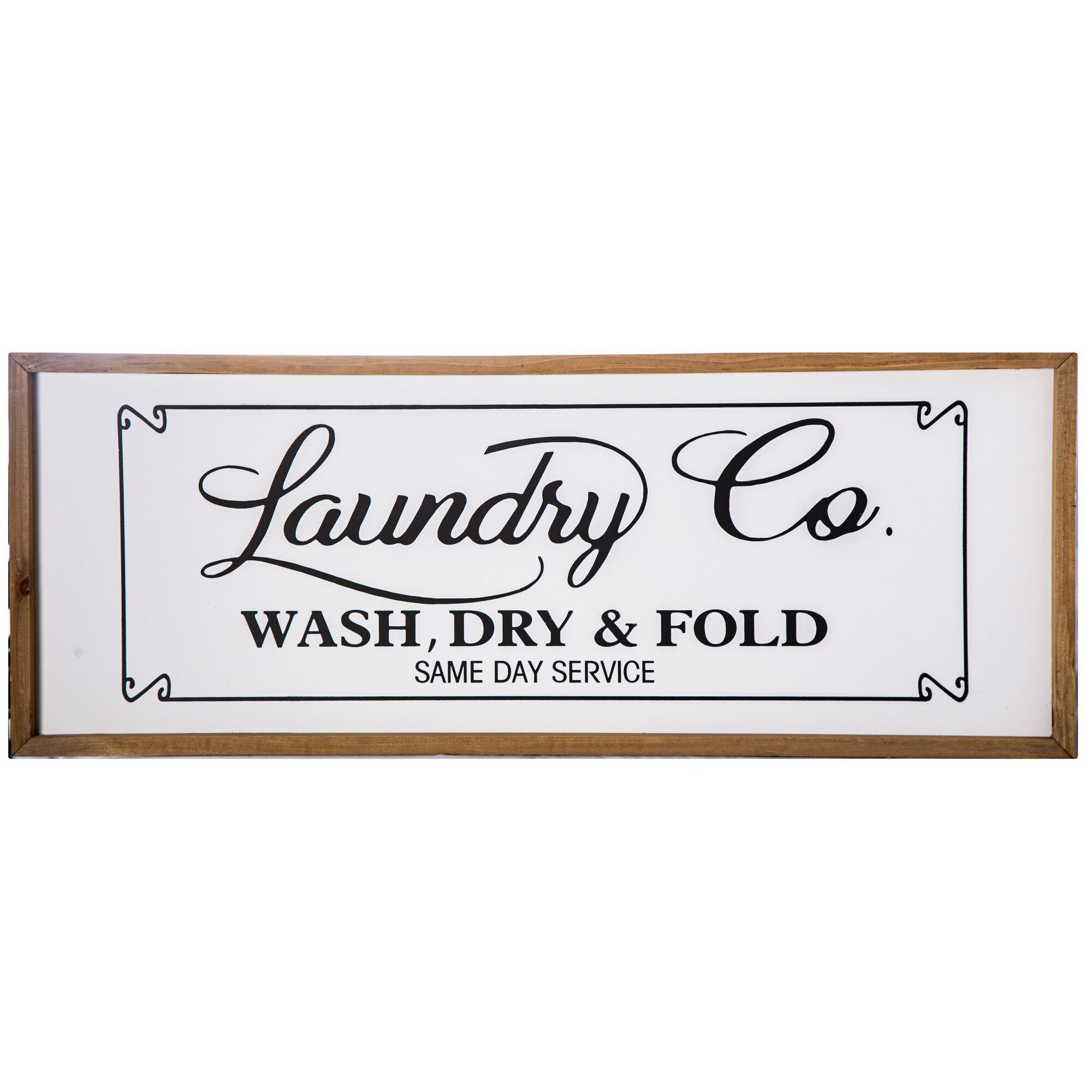 Rosalind Wheeler Cursive Laundry Co - Picture Frame Textual Art on Wood ...