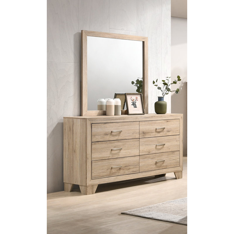 Millwood Pines Neo 6 Drawer Double Dresser With Mirror Wayfair