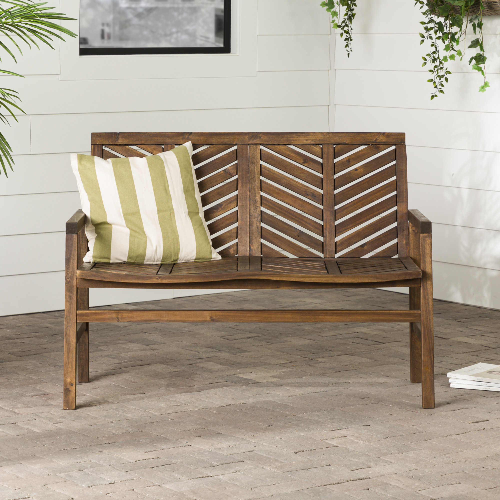 Lark Manor Harbison Chevron Wooden Garden Bench & Reviews | Wayfair