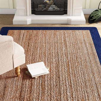 Nevin Handmade Braided Jute Beige Navy Blue Area Rug Reviews