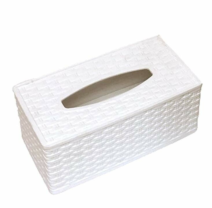 white wicker tissue box cover