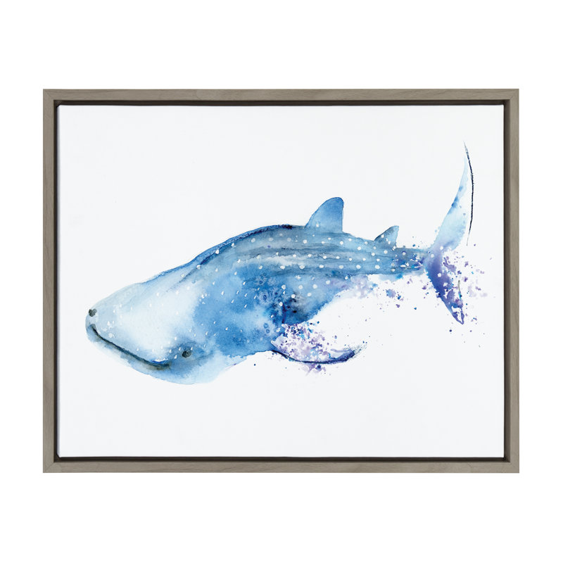 Breakwater Bay Wyatt The Whale Shark Framed Watercolor Painting