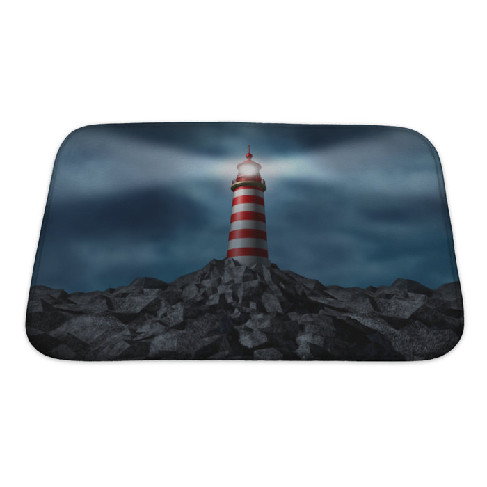 Marine Lighthouse Clearing The Path Bath Rug Marine Lighthouse Clearing The Path Bath Rug