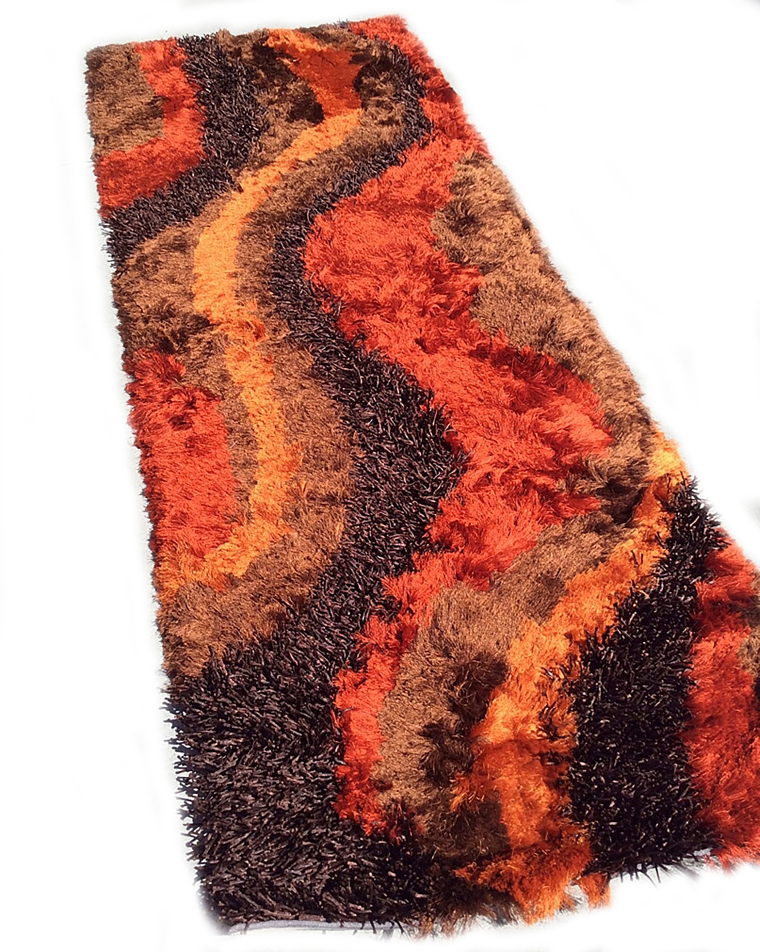 Brayden Studio Runner Makeda Abstract Handmade Shag Brown Orange Area Rug Wayfair