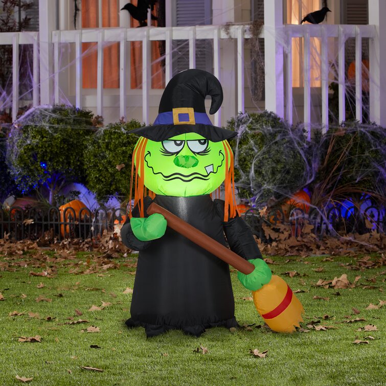 Gemmy Industries Stumpy Witch with Broom Inflatable & Reviews | Wayfair