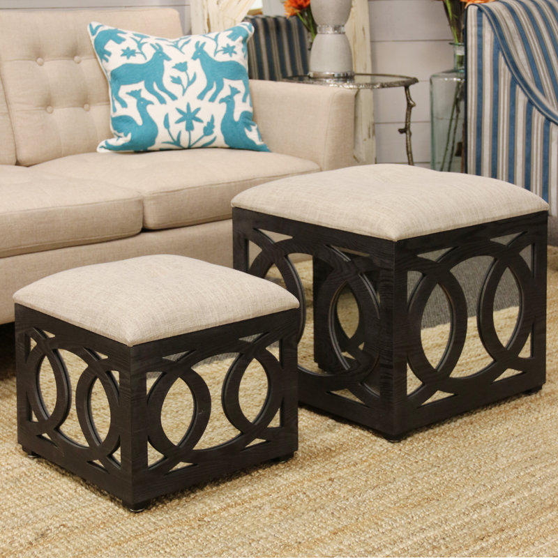 House of Hampton Yarm Mirrored Square Nesting 2 Piece Ottoman Set