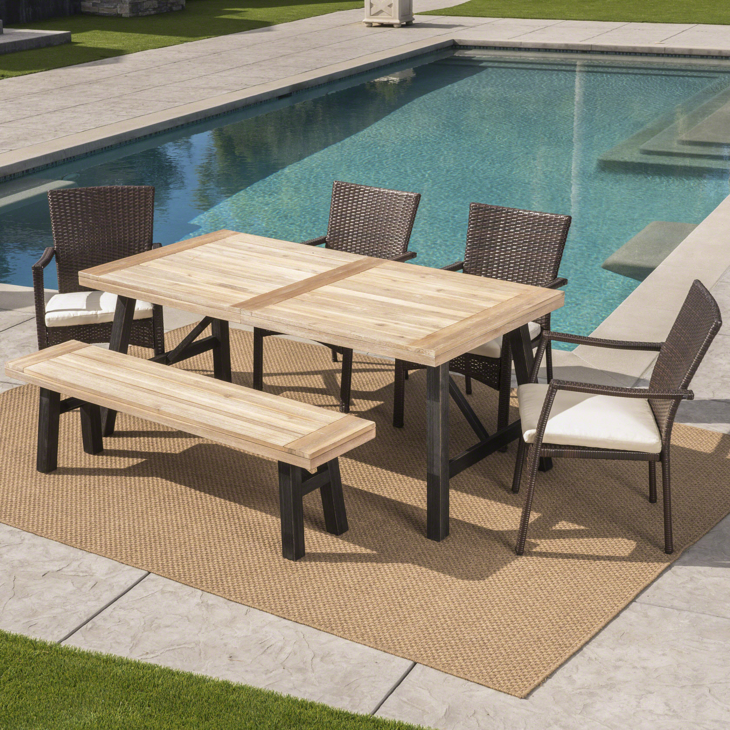 17 Stories Polen Outdoor 6 Piece Dining Set With Cushions Wayfair