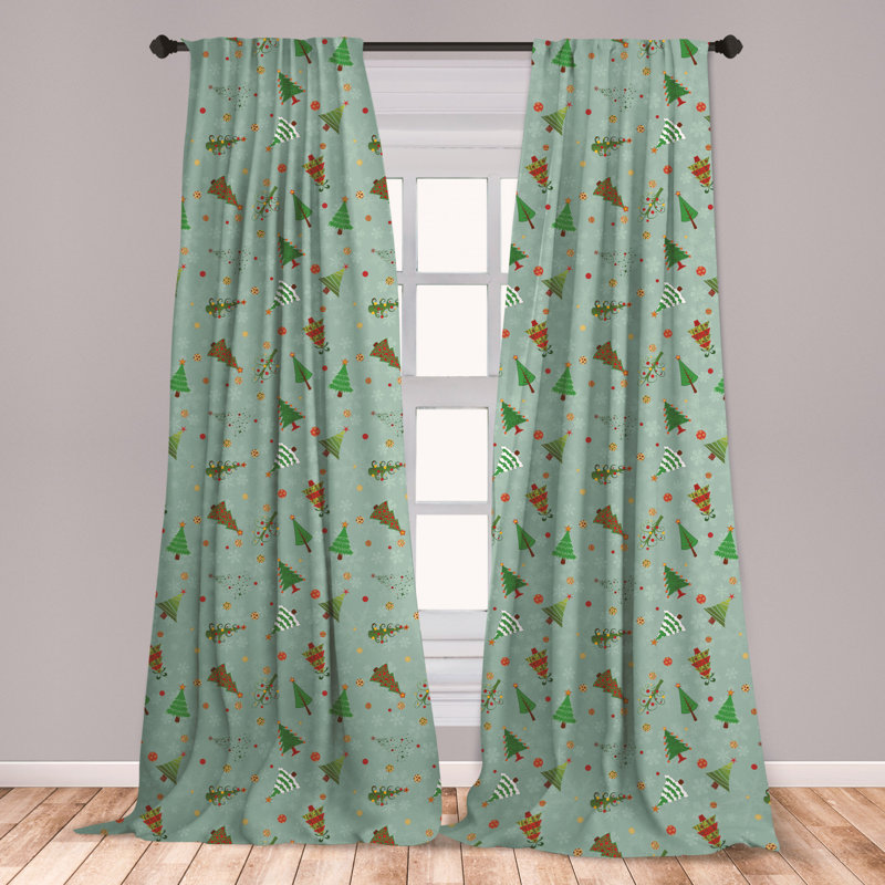East Urban Home Ambesonne Christmas Curtains Pattern Of Different Christmas Treesnd Holiday Themed Snowflake Background Window Treatments 2 Panel Set For Living Room Bedroom Decor 56 X 63 Multicolor Wayfair