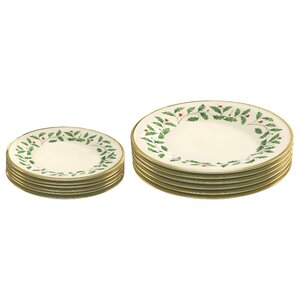 12 Piece Holiday Bone China Plate Set