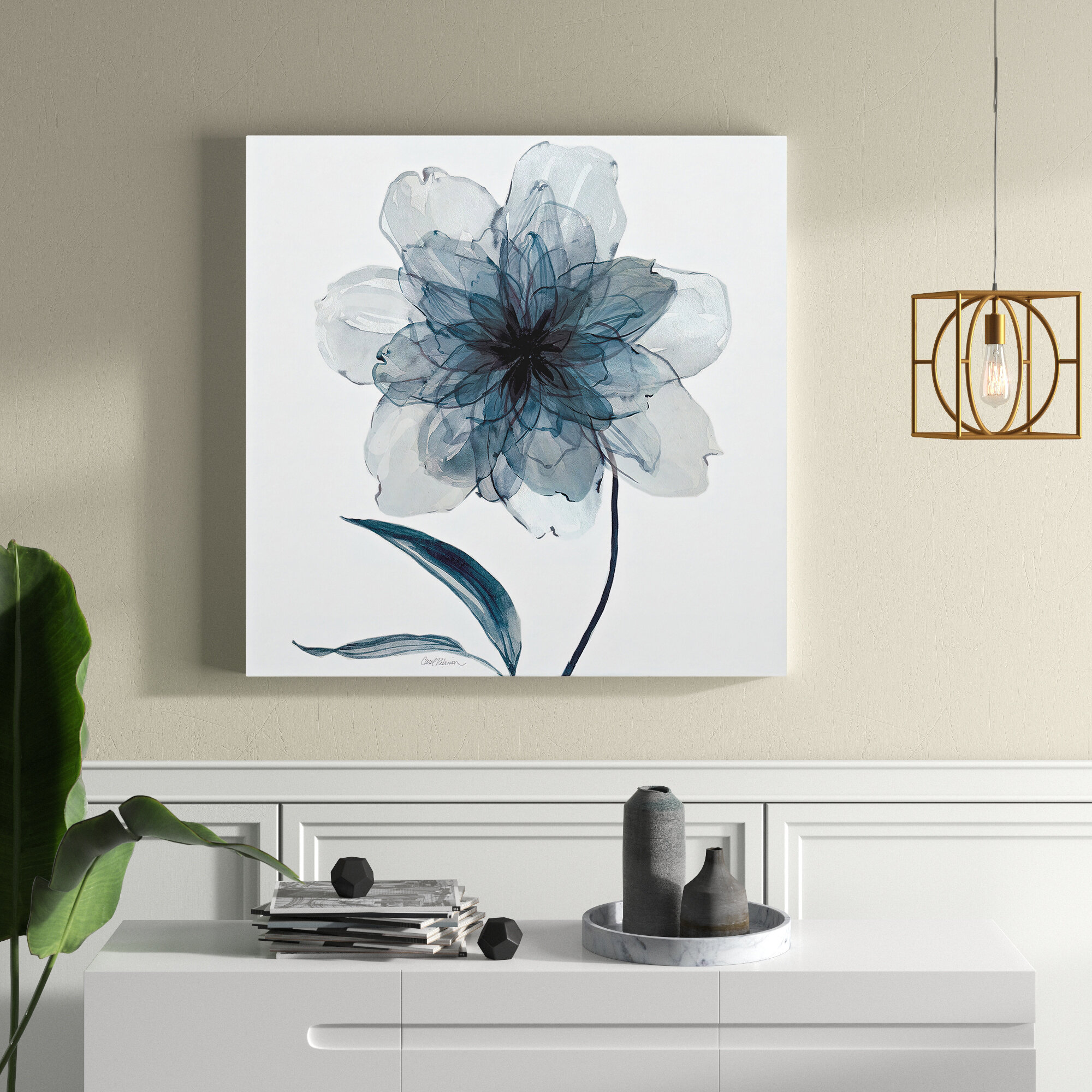 Wade Logan® Indigo Bloom II - Wrapped Canvas Print & Reviews | Wayfair