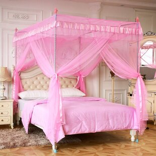 NEW! Cream/Champagne 4 Poster Mosquito Net Bed Canopy 