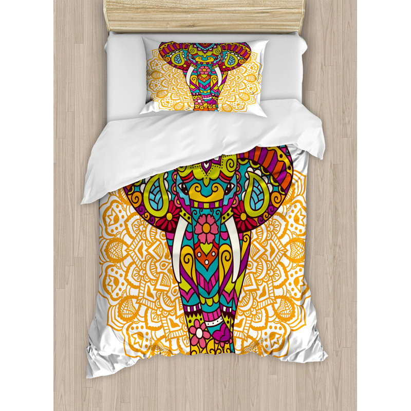 Ambesonne Elephant Mandala Indian Ethnic Rain Bringing Symbol Of