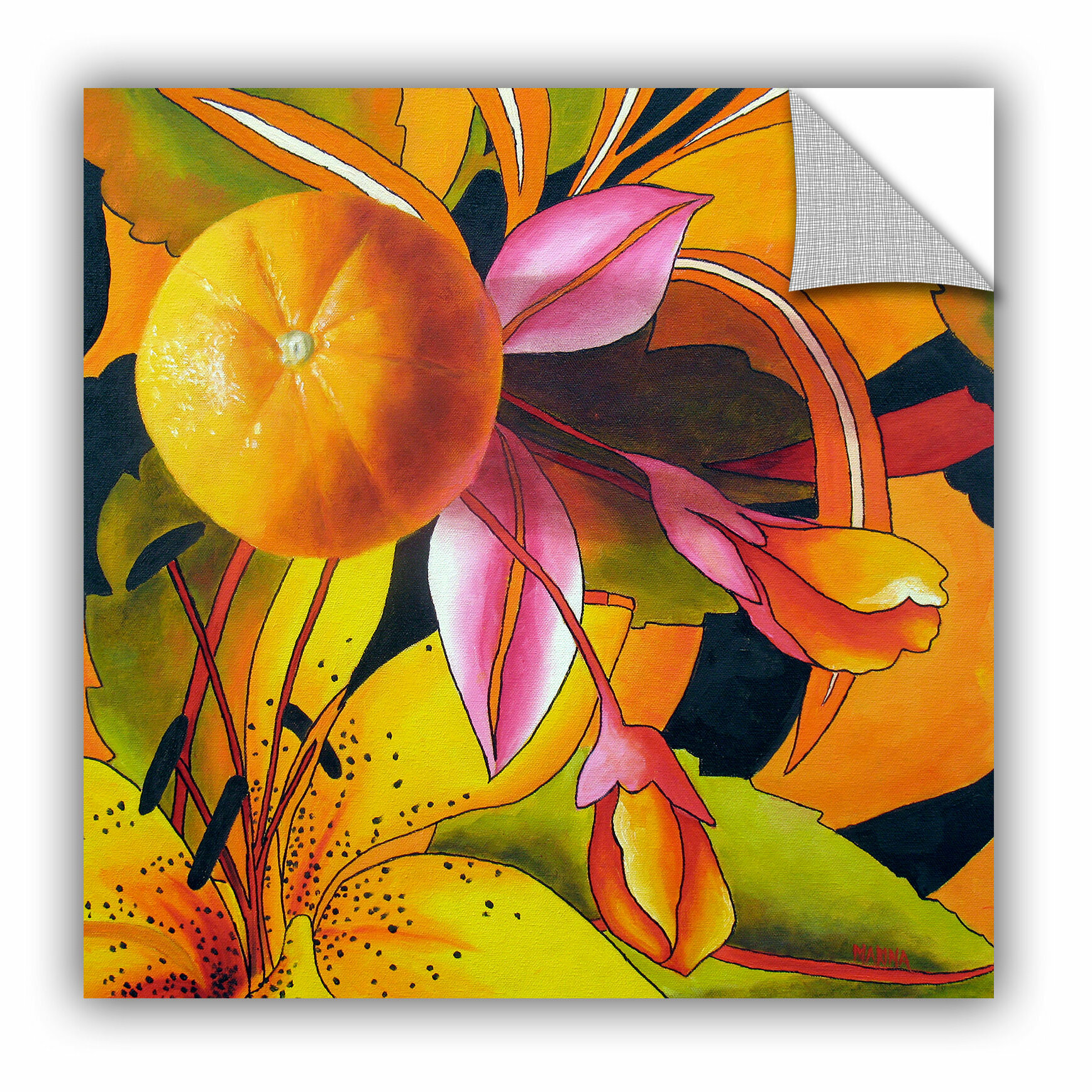 ArtWall Marina Petros Love That Orange Art Appeelz Removable Wall Art Graphic 36 by 36