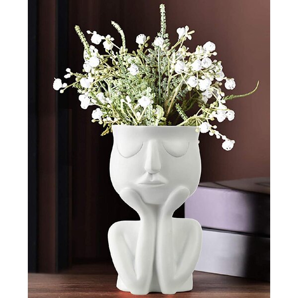 Cute Girl Flowerpot Succulent Container Resin Flower Vase Home Garden Decor 