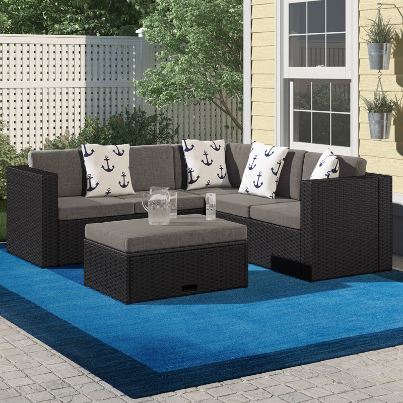 Sol 72 Outdoor Mcnab 4 Piece Rattan Sectional Seating Group With