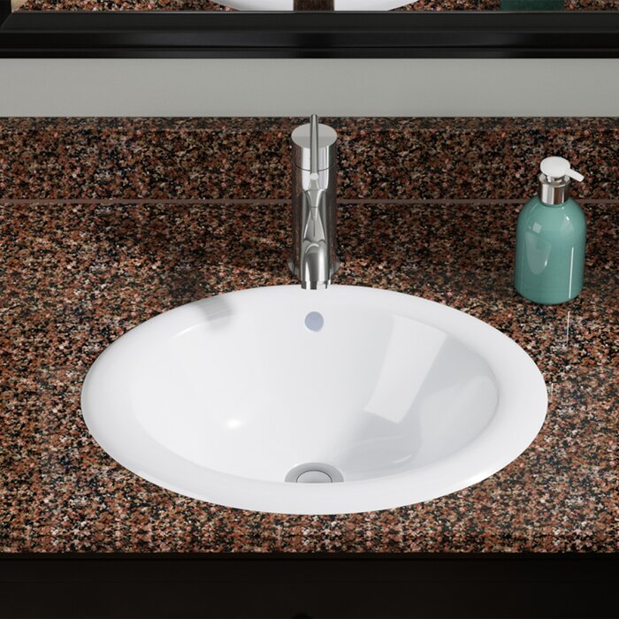 Vitreous China Oval Drop In Bathroom Sink With Overflow