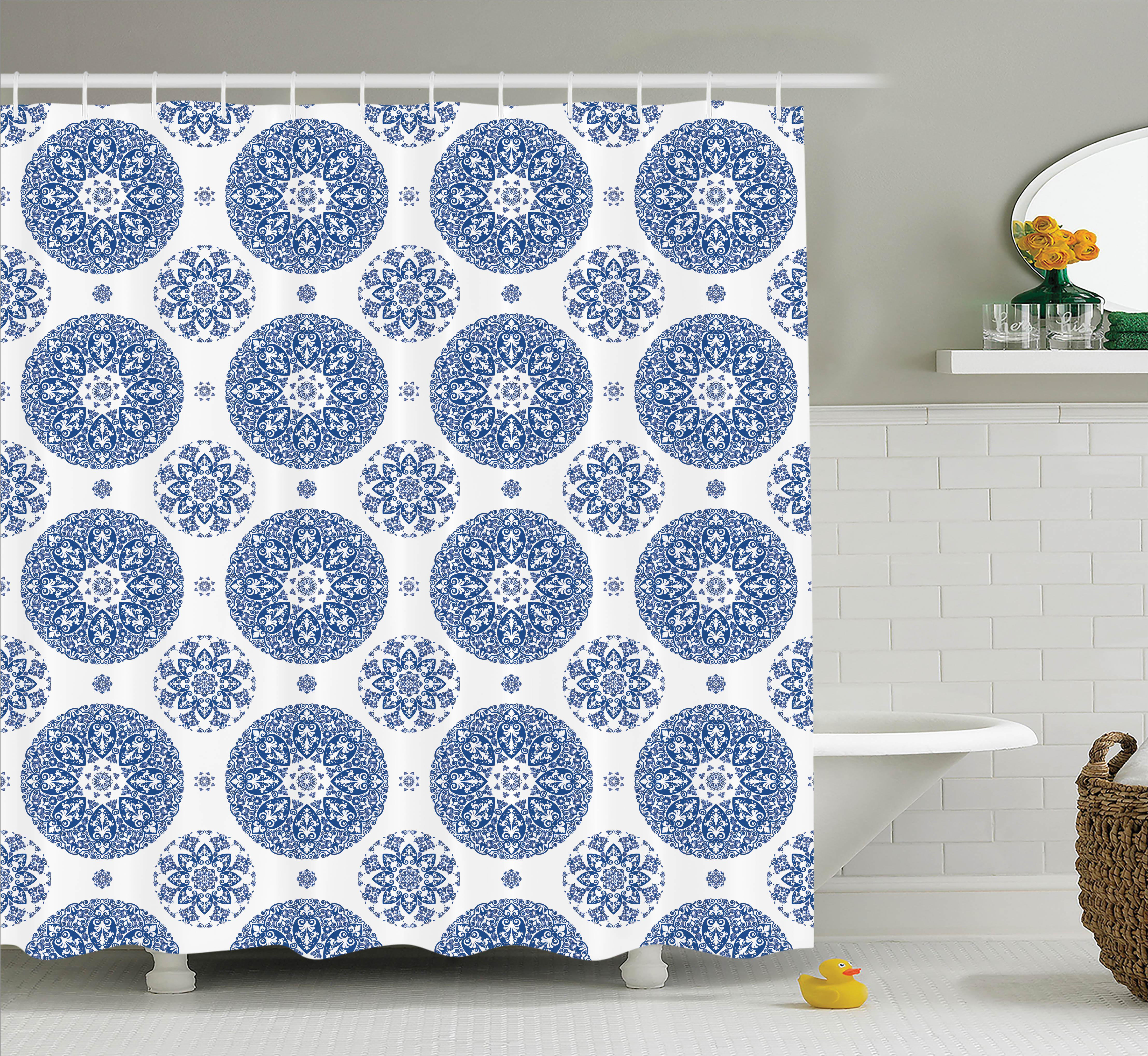 Hayes French Country Style Fl Circular Pattern Lace Snowflake Design Print Single Shower Curtain Hayes French Country Style Fl Circular Pattern Lace Snowflake Design Print Single Shower Curtain