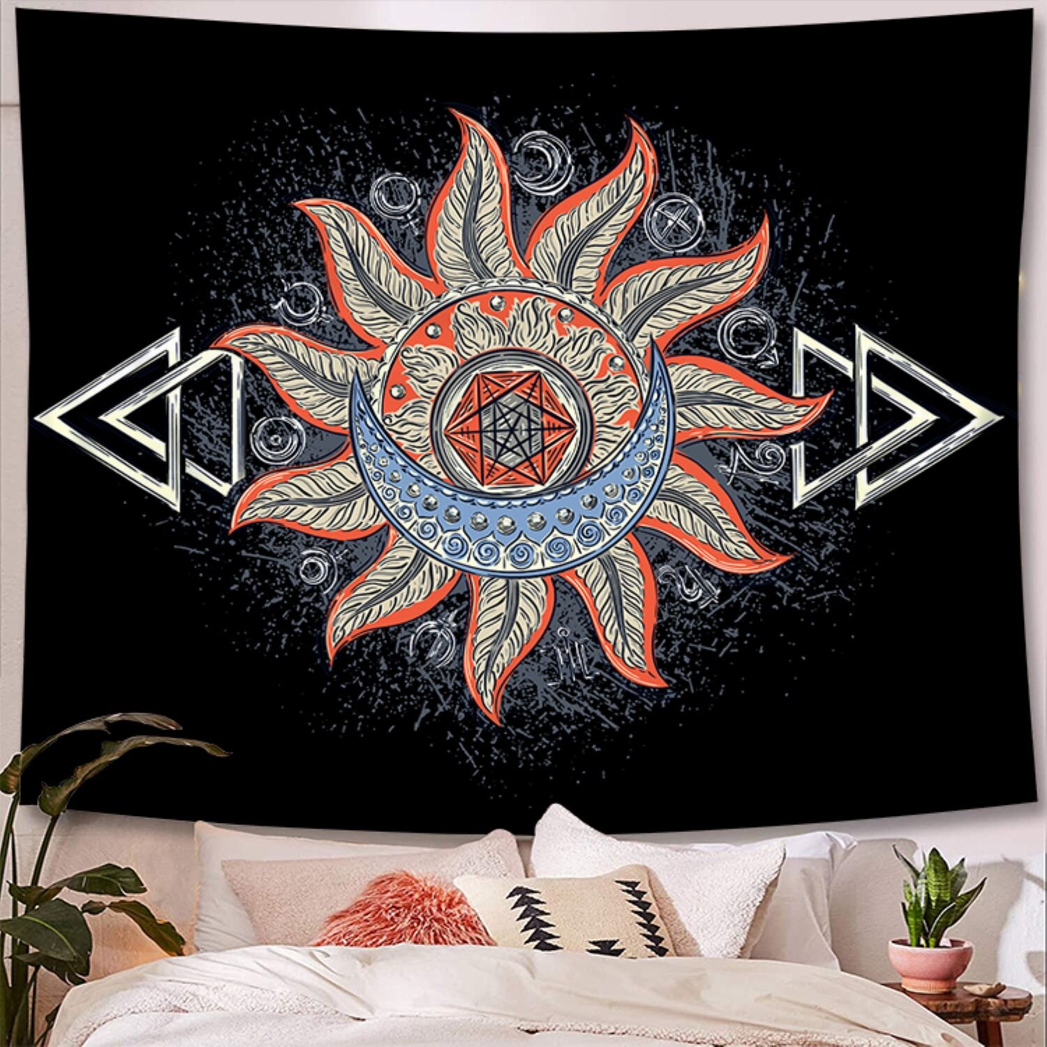 Peaceful Night Hippie Art Tapestry Room Wall Hanging Psychedlic Throw Tapestries