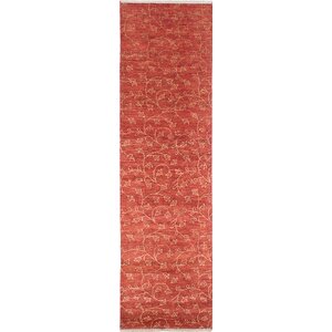 Chobi Twisted Hand-Woven Dark Red Area Rug