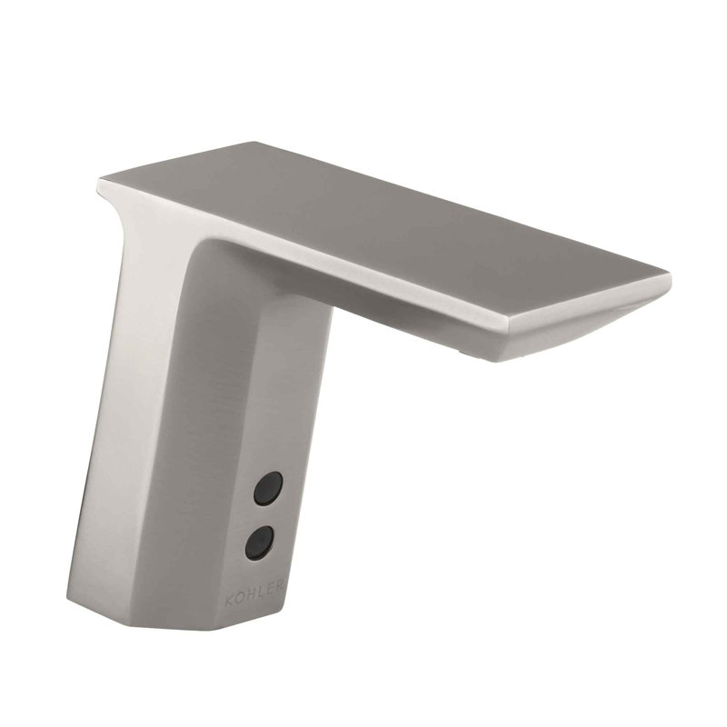Geometric Single-Hole Touchless Dc-Powered Commercial Bathroom Sink Faucet with Insight Technology, Temperature Mixer and 6-3/4" Spout