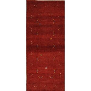 Gabbeh Hand-Knotted Red Area Rug