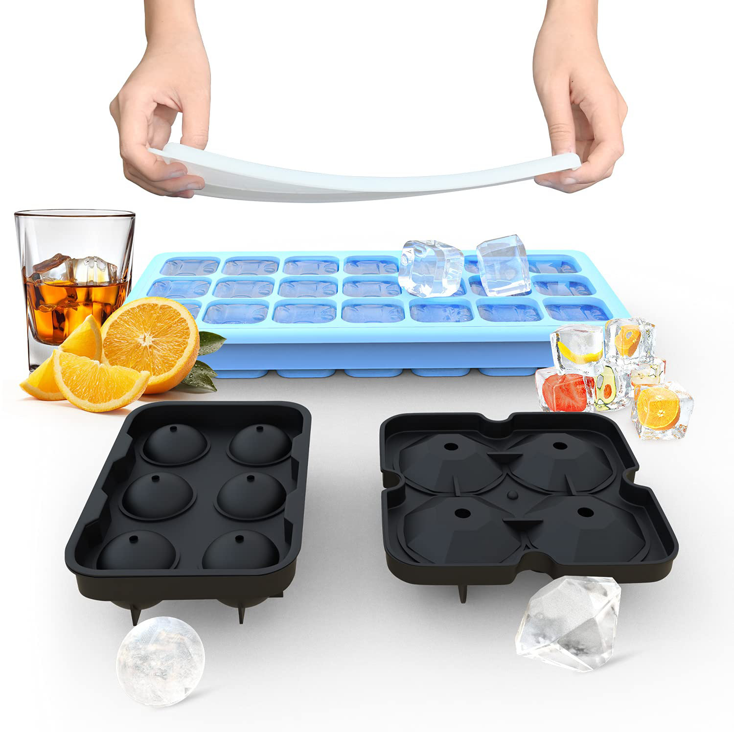 Home DIY Ice Cold Diamonds Ice Tray Cubes Mould Pudding Jelly Silicone Mold Tool 