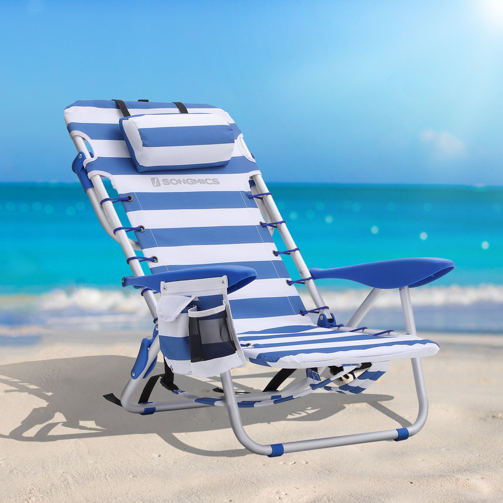 Songmics Lumini Reclining Beach Chair With Cushion Wayfair Co Uk