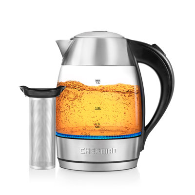 Chefman Fast-Boiling Glass Electric Kettle, 1.7-Liter Chefman