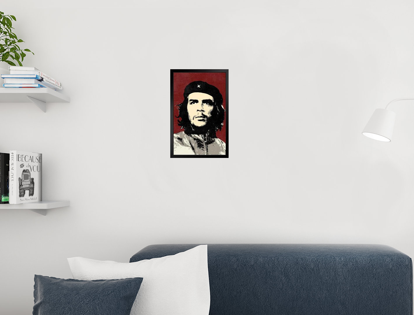 CHE GUEVARA PHOTO IN RED PRINT ON wood FRAMED CANVAS WALL ART Home Decor