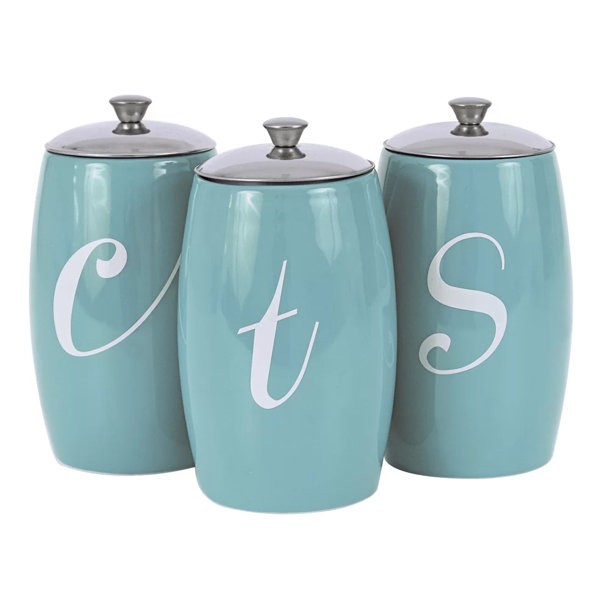 3pcs Coffee Sugar Tea Kitchen Storage Canisters Jars Pots Containers Tins w//Lids