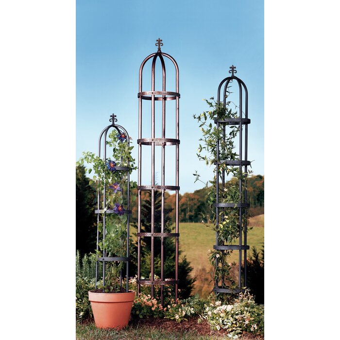 Flower Support Yard Garden Outdoor Living 30 Small Wrought Iron Sphere And Finial Obelisk Trellis Bargwp Com