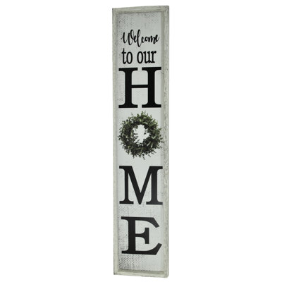 Stettler Porch Leaner Welcome to Our Home with a Holly