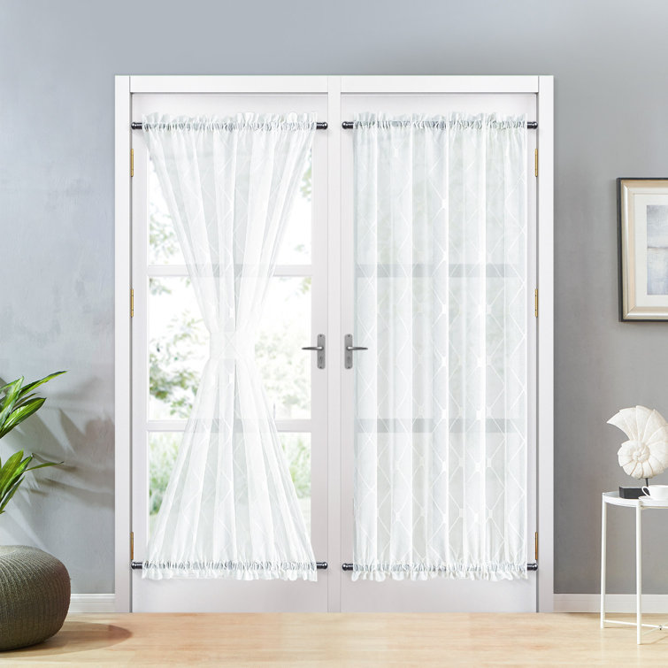 George Oliver Geometric Sheer Outdoor Rod Pocket French Door Curtain Reviews Wayfair