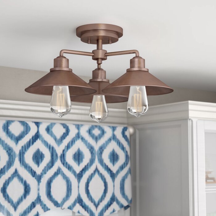 Tenants Harbor 3 Light Semi Flush Mount